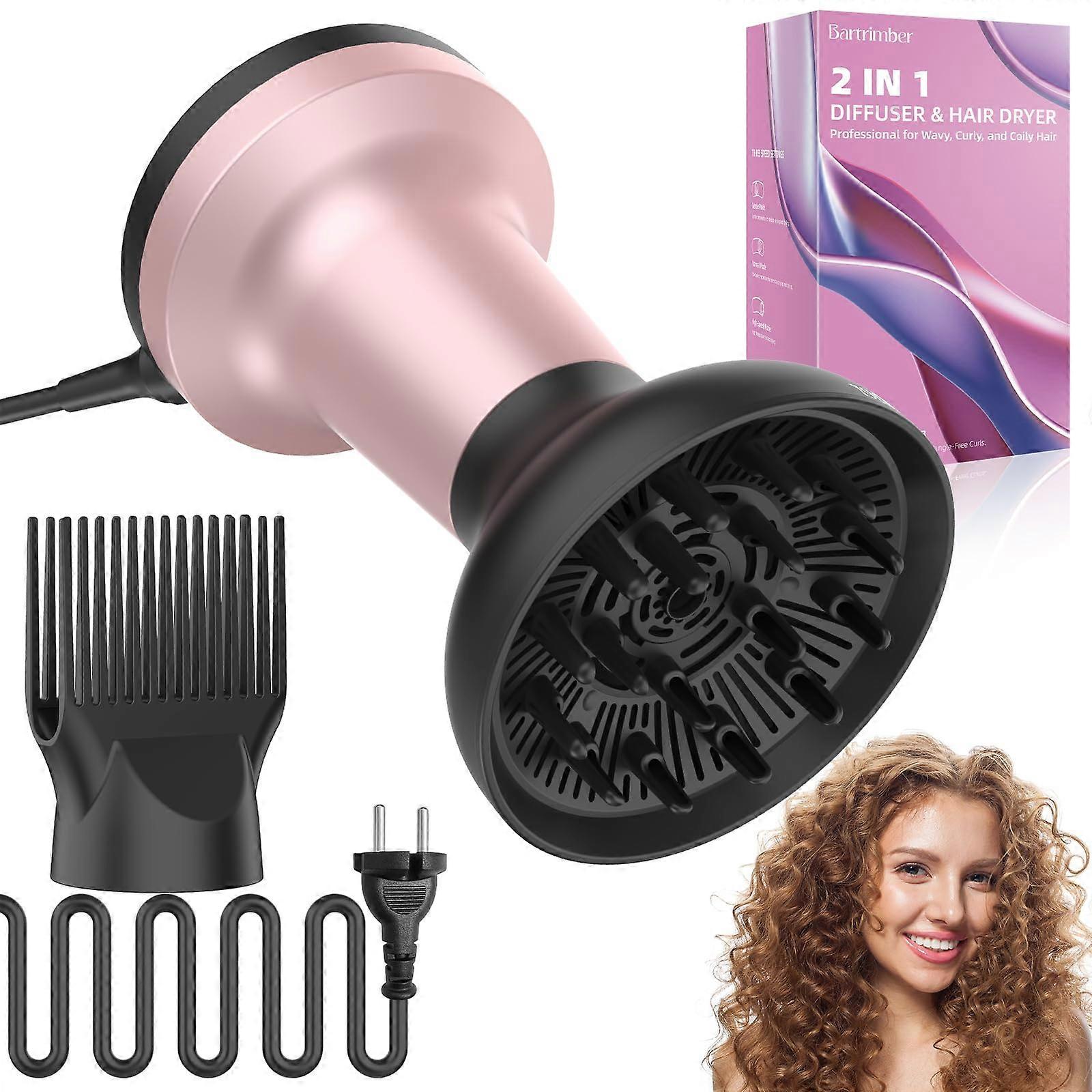 Curly Hair Diffuser Hair Dryer 1875W Ionic Fast Drying with Comb Attachment Adjustable Heat