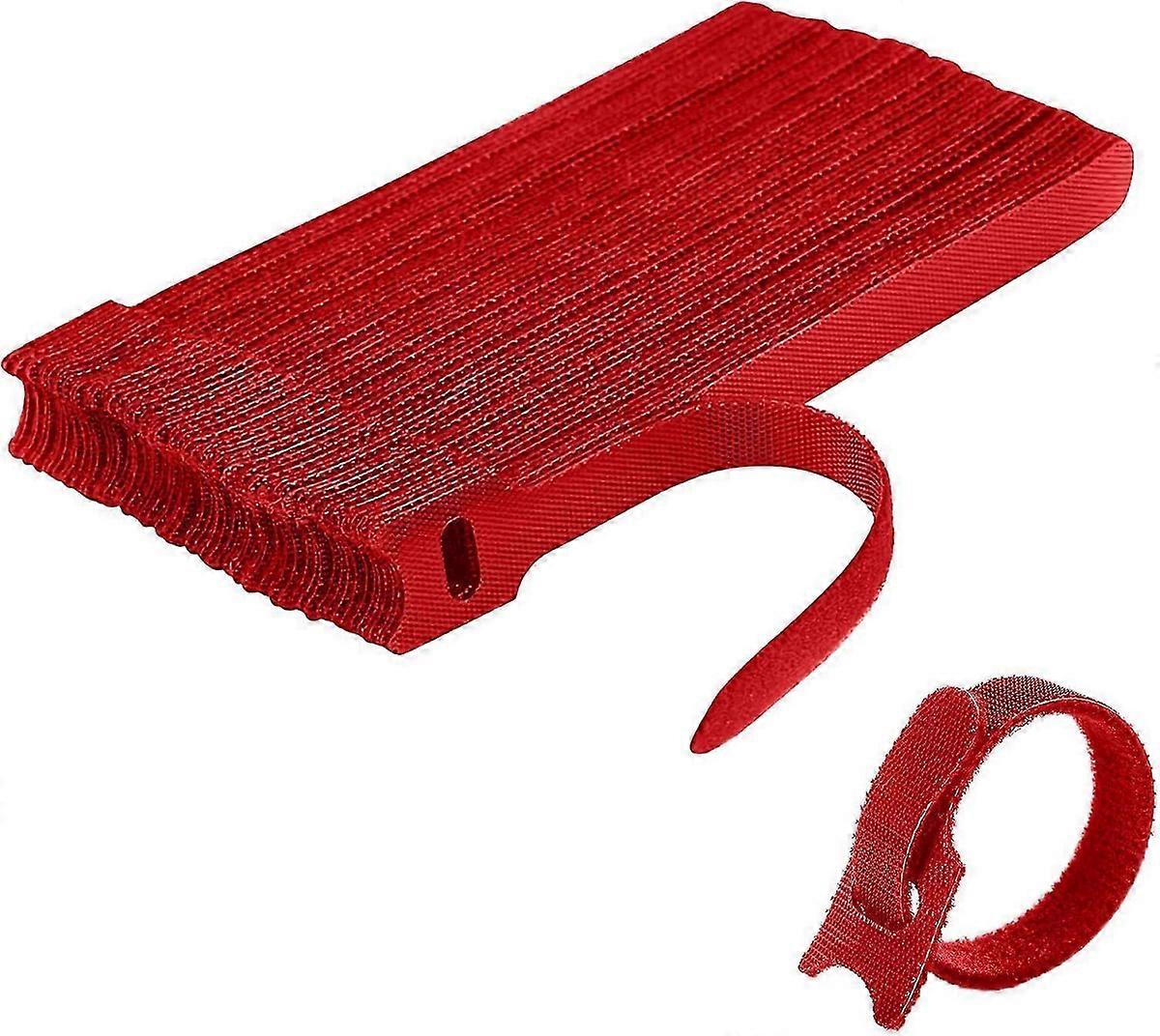 Reusable Red Cable Ties, 50 Pcs for Organizing Wires & Cables