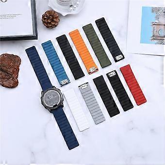 22mm Black Orange Durable Rubber Strap Watch Band Compatible with Garmin Fenix 7X/6/5/3 Series