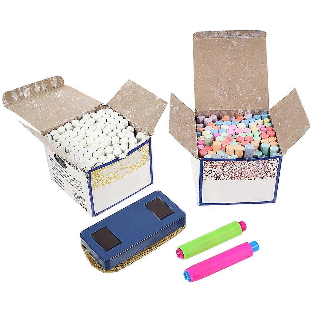 Assorted Color Dustless Chalk Set for Teaching with Eraser 1Set