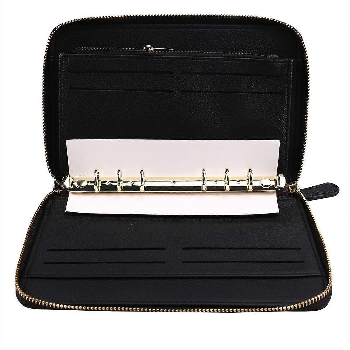 Leather Budget Binder Cash Envelopes System Wallet