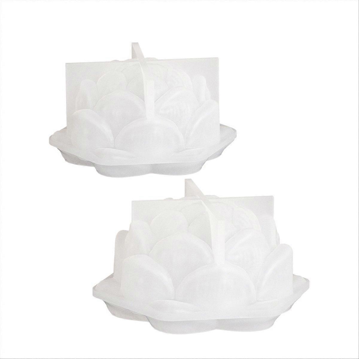 4PCS 3D Large Lotus Silicone Candle Mold
