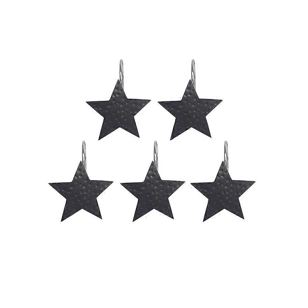 Curtain Hooks Pentagonal Shape Shower Curtain Hooks for Hanging 12Pcs Black Resin