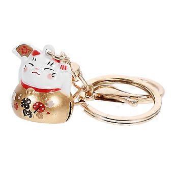 Porte-clés chat porte-bonheur style japonais, 1 pièce, doré