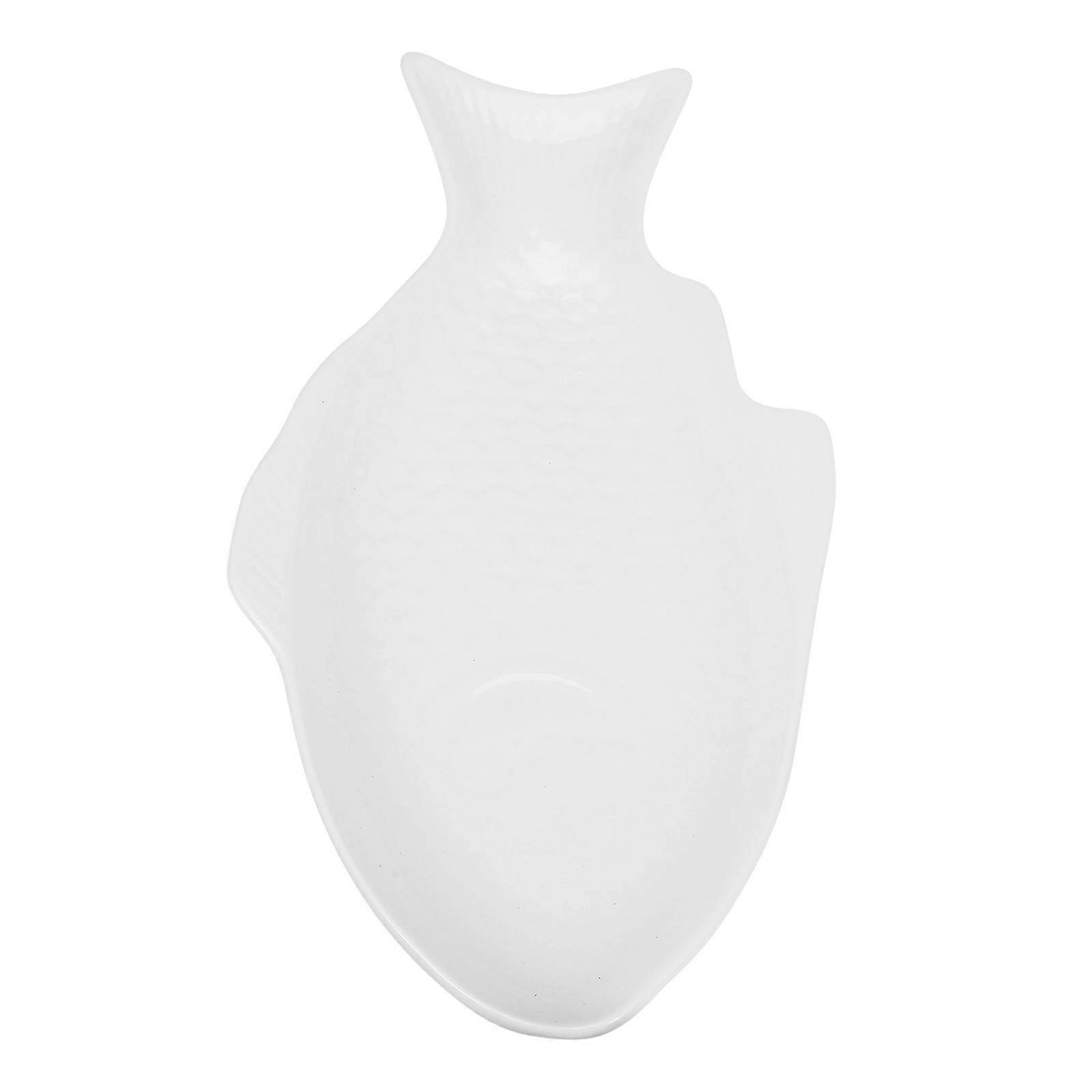 Fish Plate Ceramic Steaming Dish for Serving White Decorative Platter