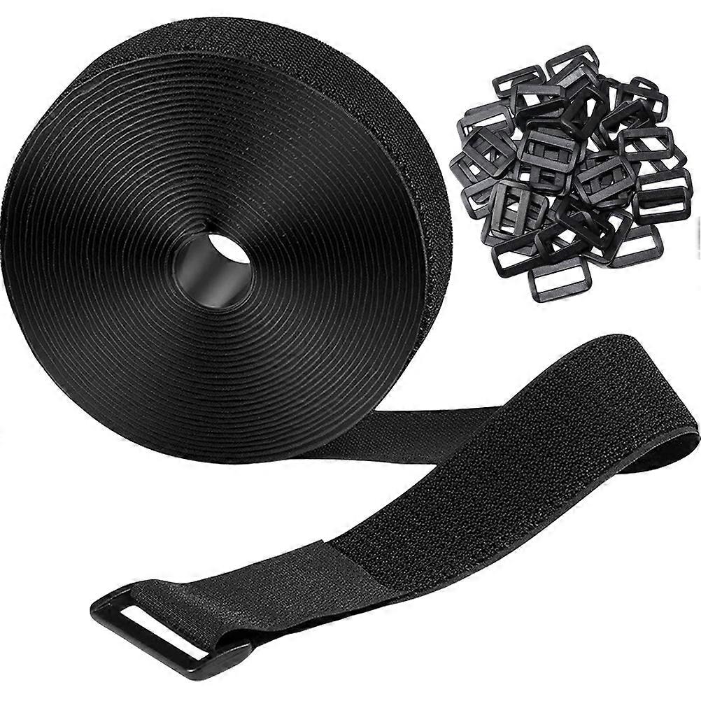Black Hook and Loop Cable Strap for Reusable Securing 1Set