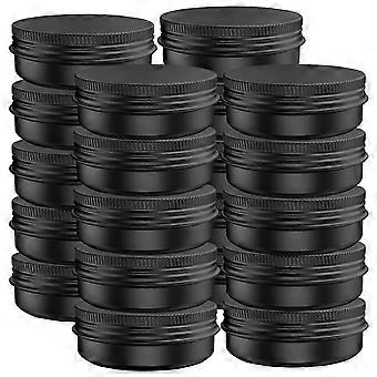 Paquet de 20 pots en aluminium étanches avec couvercles à vis ronds pour cosmétiques, baumes, baumes à lèvres ou autres, 30ml, noir