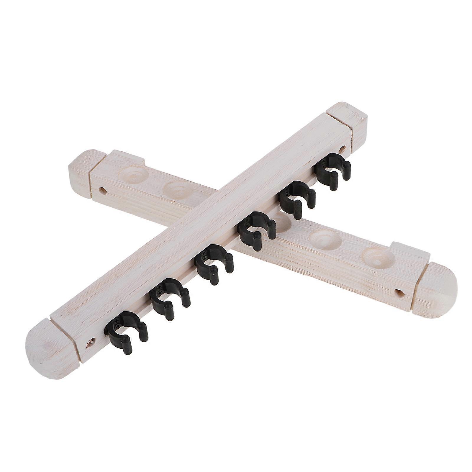 Mounted Pool Cue Holder Solid Wood for Wall Storage 4Sets Billiard Cue Rack