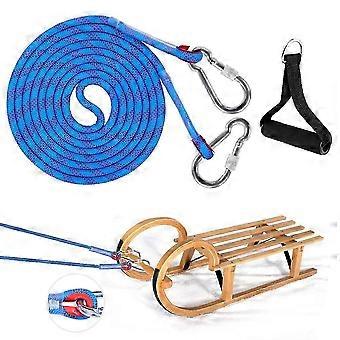 Cuerda para trineo con mosquetón, cuerda gruesa para trineo de 10 mm de diámetro, 4 m de cuerda para trineo con asa, para trineos, cuerda de tracción para trineo J2