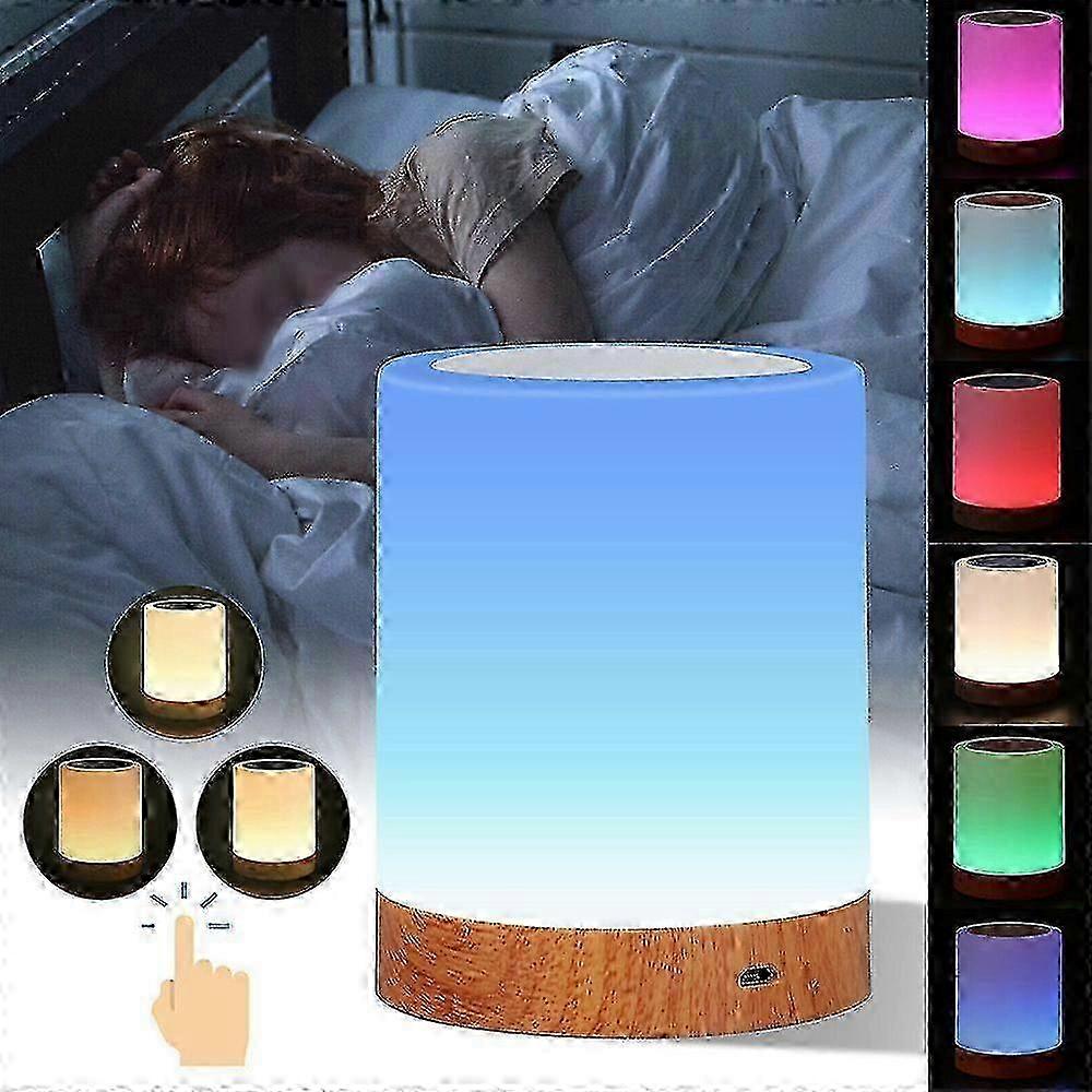 6 Colour Changing Usb Led Night Light Bedside Table Touch Dimmable Lamp