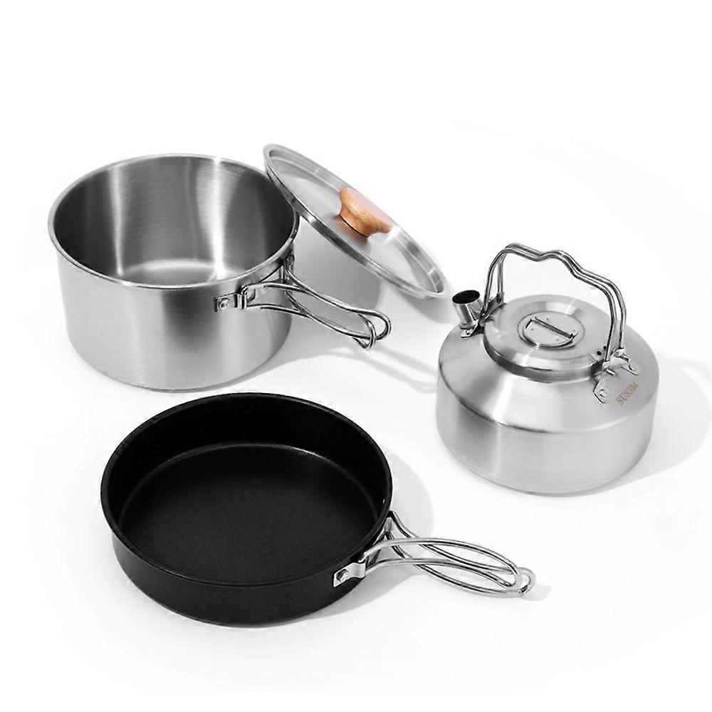 Pot set, practical three-piece camping cookware set, practical [MI]