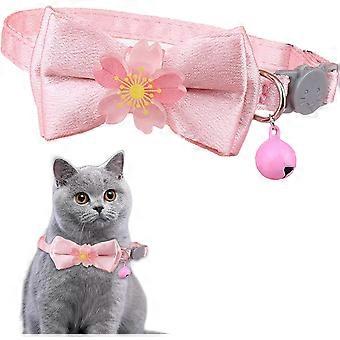 Collier de chat avec nœud papillon, Collier de chaton HANSHILAI pour chat avec cloche Collier de sécurité pour animal de compagnie pour garçon fille Longueur réglable (Color3)