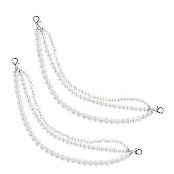 1 par de pingentes de pérolas para tênis: correntes de três camadas com pérolas falsas e fecho - joias removíveis para os pés - enfeites elegantes para sapatos
