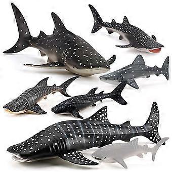 7Pcs Realistic Whale Shark and Shark Figures Set, PVC Marine Life Toys, Includes Large and Small Whale Shark Models, Educational Sea Animal Figurines 
