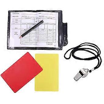Soccer Referee Equipment Set - Red & Yellow Cards, Notebook, Pen, Metal Whistle for Football Officiating, Training, Leagues