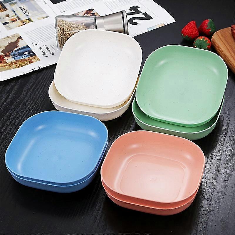 Round-Edge & Stackable Kids Dining Plate Set, 4-Pack Compact Plates