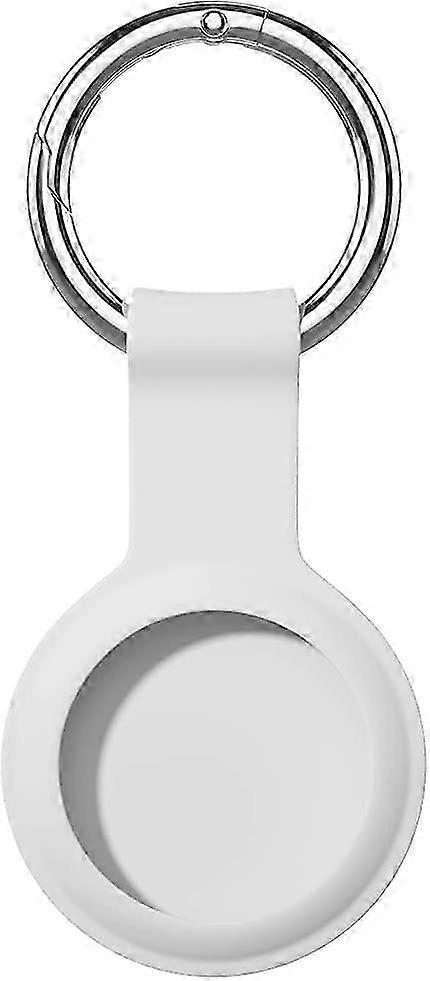 compatible with AirTag Case Keychain ,Silicone Protective case Secure Holder with Key Ring (White)