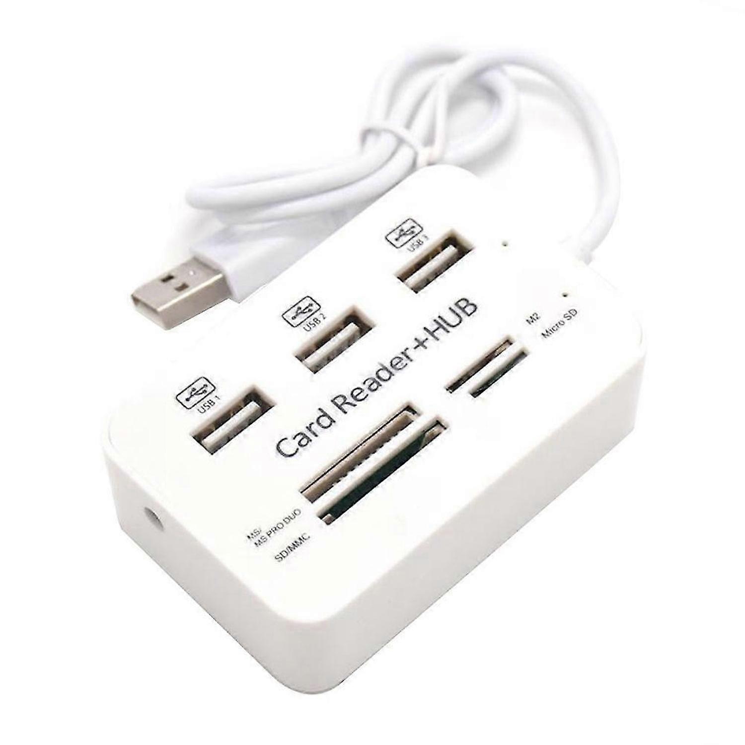 7 in 1 USB 2.0 HUB Card Reader Combo High Speed External Memory Card Reader Tablet Charging Extend D