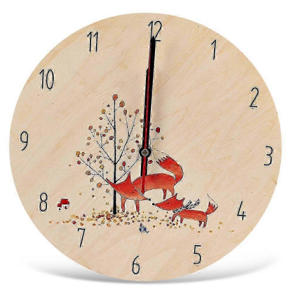 Round Silent Wooden Wall Clock