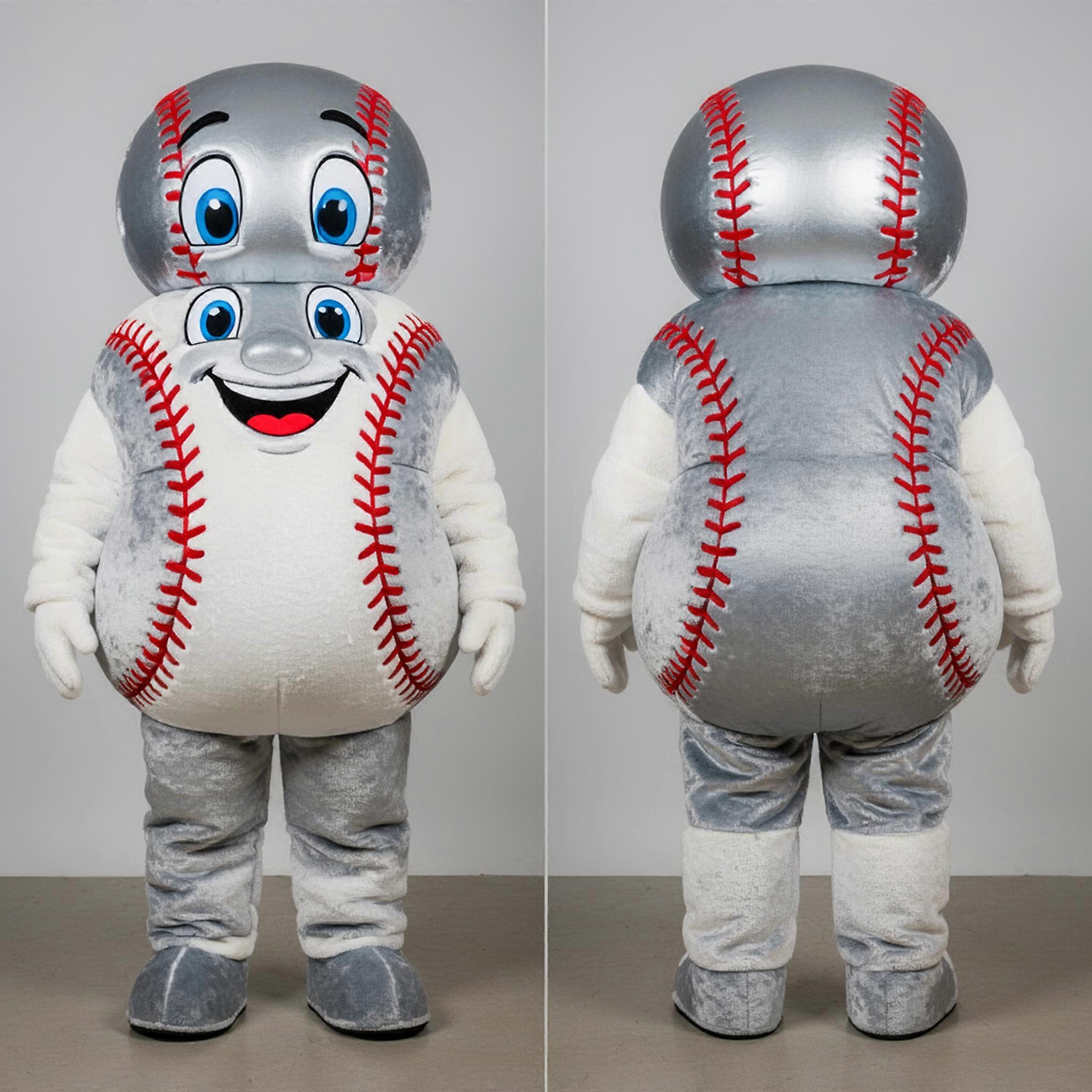 MASTICOT Silver Fleece Baseball Ball Mascot