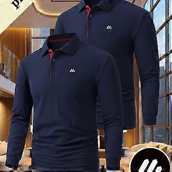 3Pcs High-Quality Men'S Business Casual Shirt, New Long Sleeve,Breathable Polo Shirt for Outdoor Sports Like Golf, Running, And Playing.