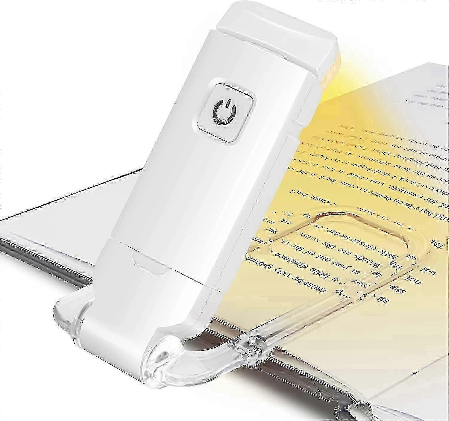 White Foldable Clip On LED Reading Light 3 Level Adjustable Brightness Rechargeable Compatible with Bed