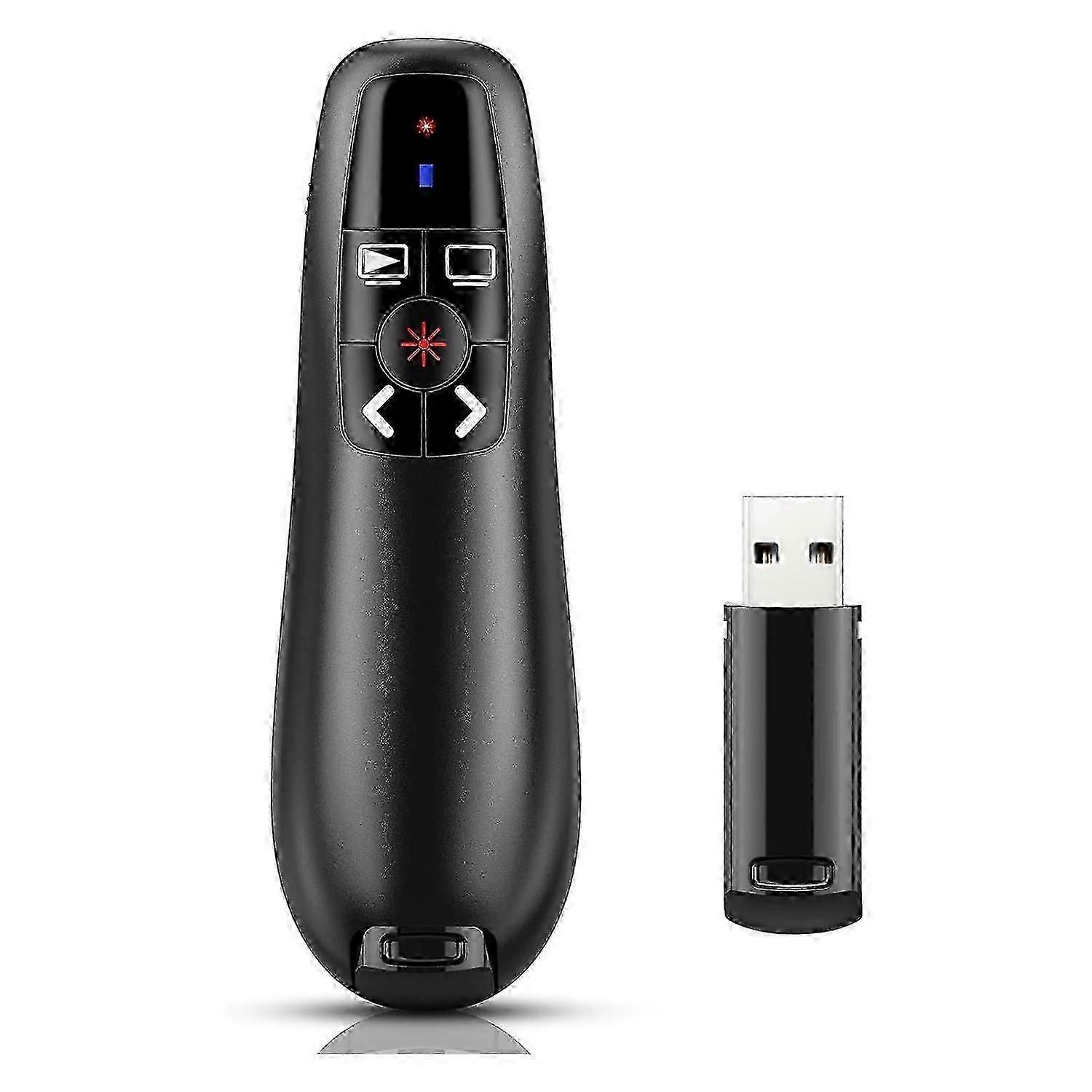 Wireless RF 2.4 GHz presentation remote control, USB rechargeable, compatible with computers and laptops (simple model).WHBYV