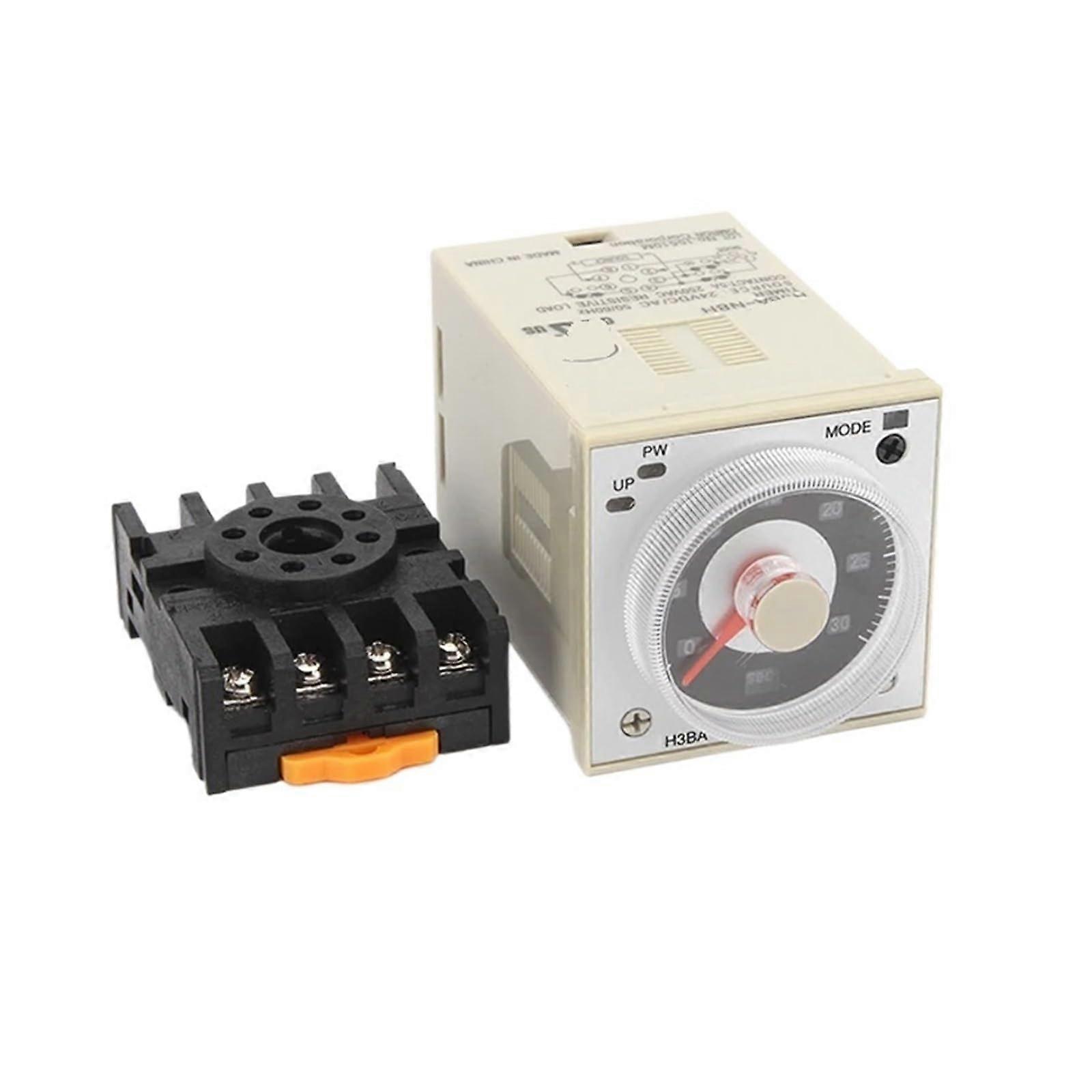 H3BAN8H AC220V Time Relay Timer with Base, Precise Time Control, Easy Socket Mounting for Automation