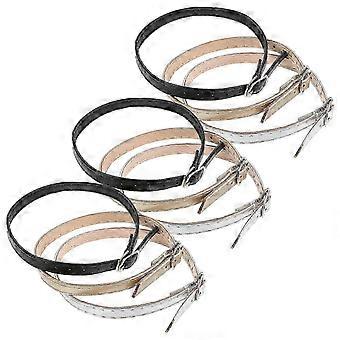 Conjunto de 3 pares de tiras ajustáveis ​​para sapatos femininos, removíveis e antiderrapantes, para tornozelos, ideais para sapatos de salto alto, sapatos sociais e sandálias. Feitas em PU e ferro.