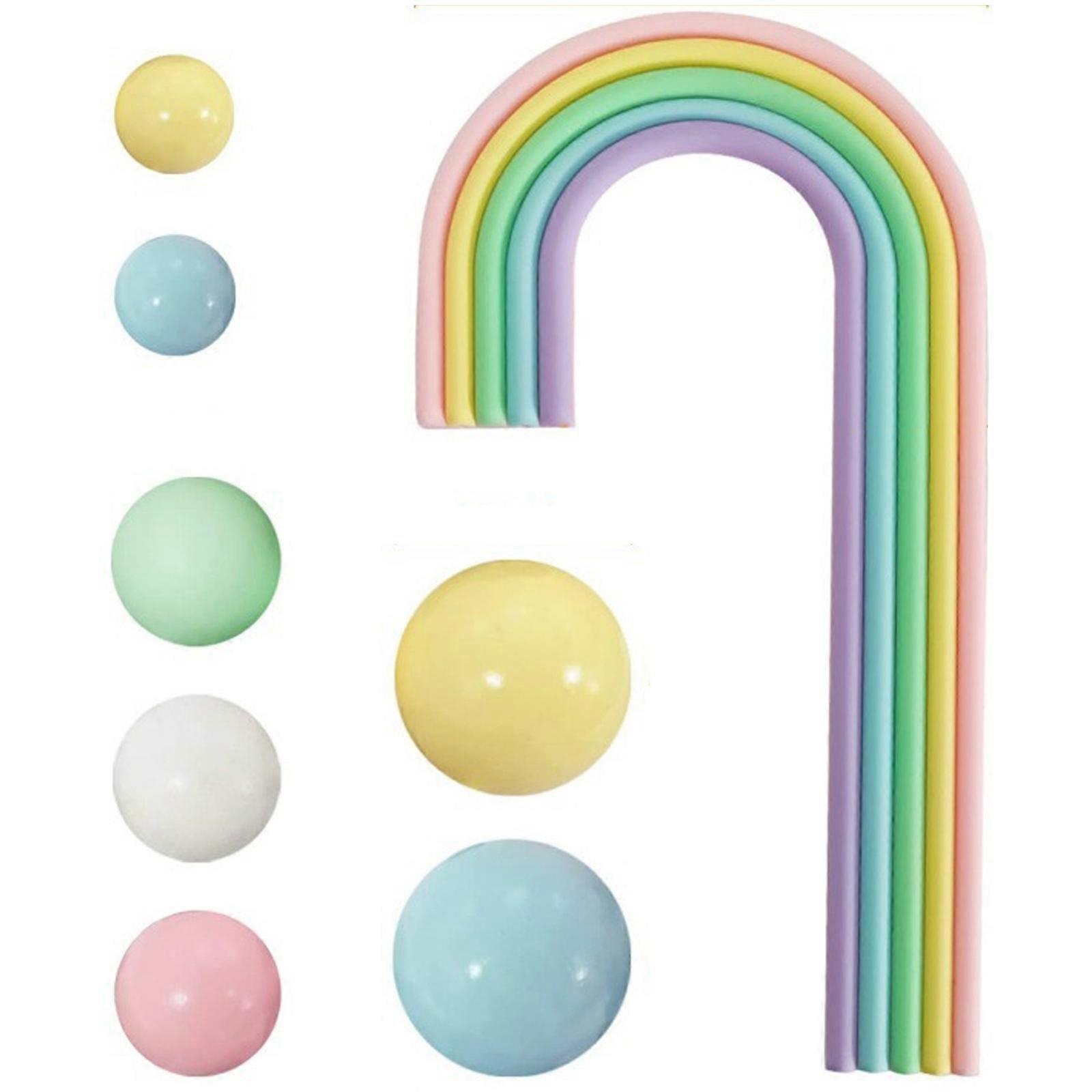 Pastel Rainbow Macaroon Cake Topper Set