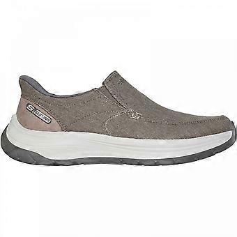 Men's Skechers Decklan - Gulliver Shoe | Taupe | Mens Canvas Slip On Shoes