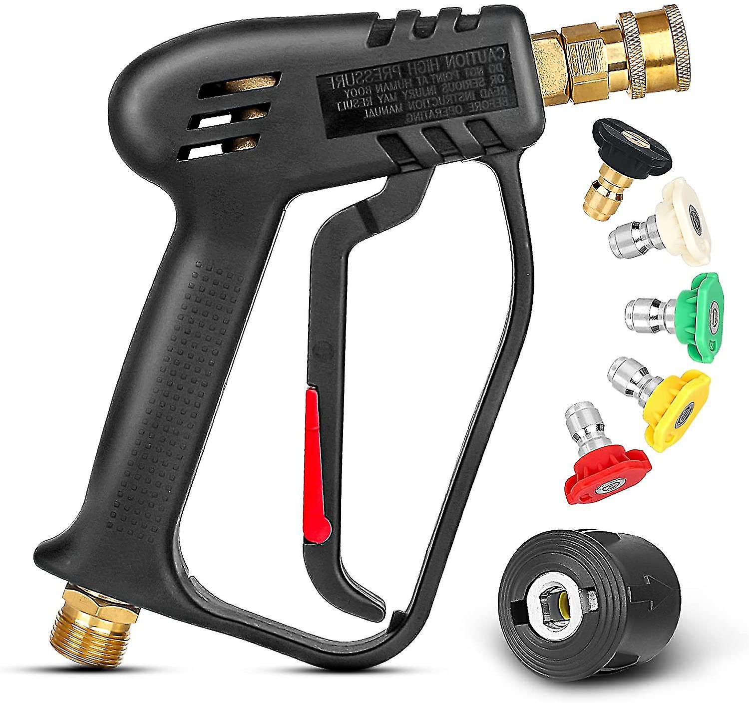 4000 Psi Pressure Washer Gun With 5 Interchangeable Spray Nozzles, Jet Wash Gun With 1/4" Connect