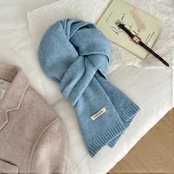 Solid color blended scarf women's autumn and winter new warm Korean version versatile simple fashion fresh and sweet scarf