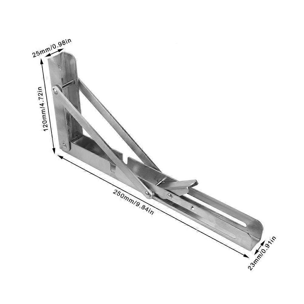 2pcs 10 Inch Folding Table Bracket Triangle Stainless Steel Wall Mount Shelf Support
