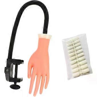 Silicone Fake Hand Model with Nail Tips Movable Manicure Practice Tool for Beginners and Nail Artists for DIY Design and Salon Use