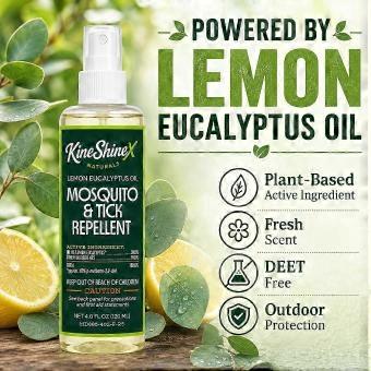 3X Mosquito and Tick Repellent Spray 120ml, Lemon Eucalyptus Oil Plant-Based Formula, DEET Free Outdoor Insect Repellent for Camping Hiking
