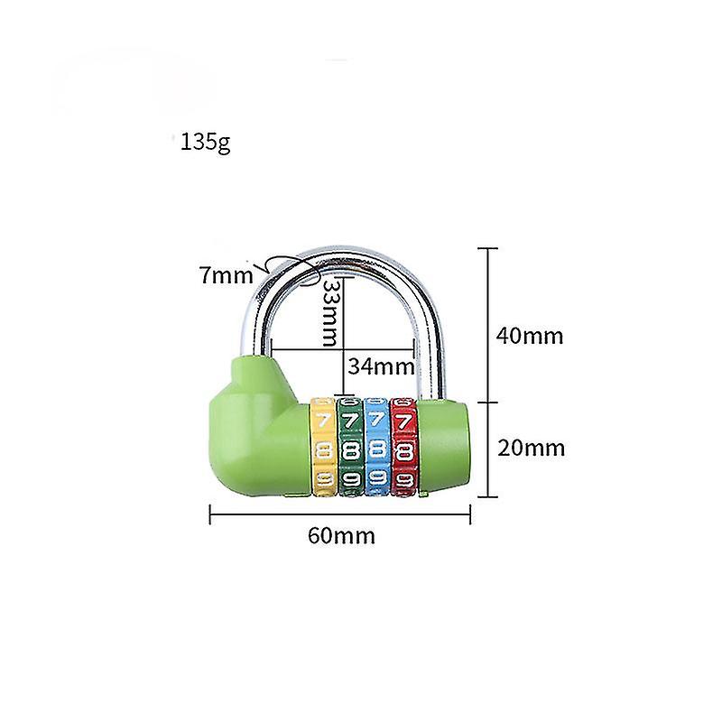 Long Beam Padlock Steel Cable Padlock Combination Padlock, Green, 60mm