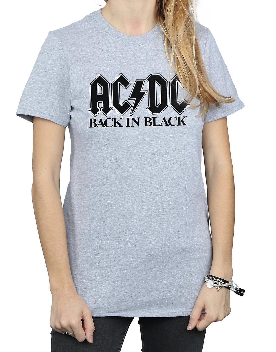 AC/DC Women's Back in Black Logo Boyfriend Fit T-Shirt | Fruugo US