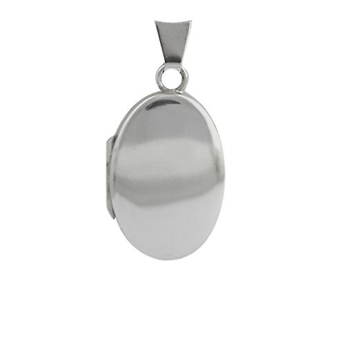 18ct White Gold 22x15mm oval plain Locket