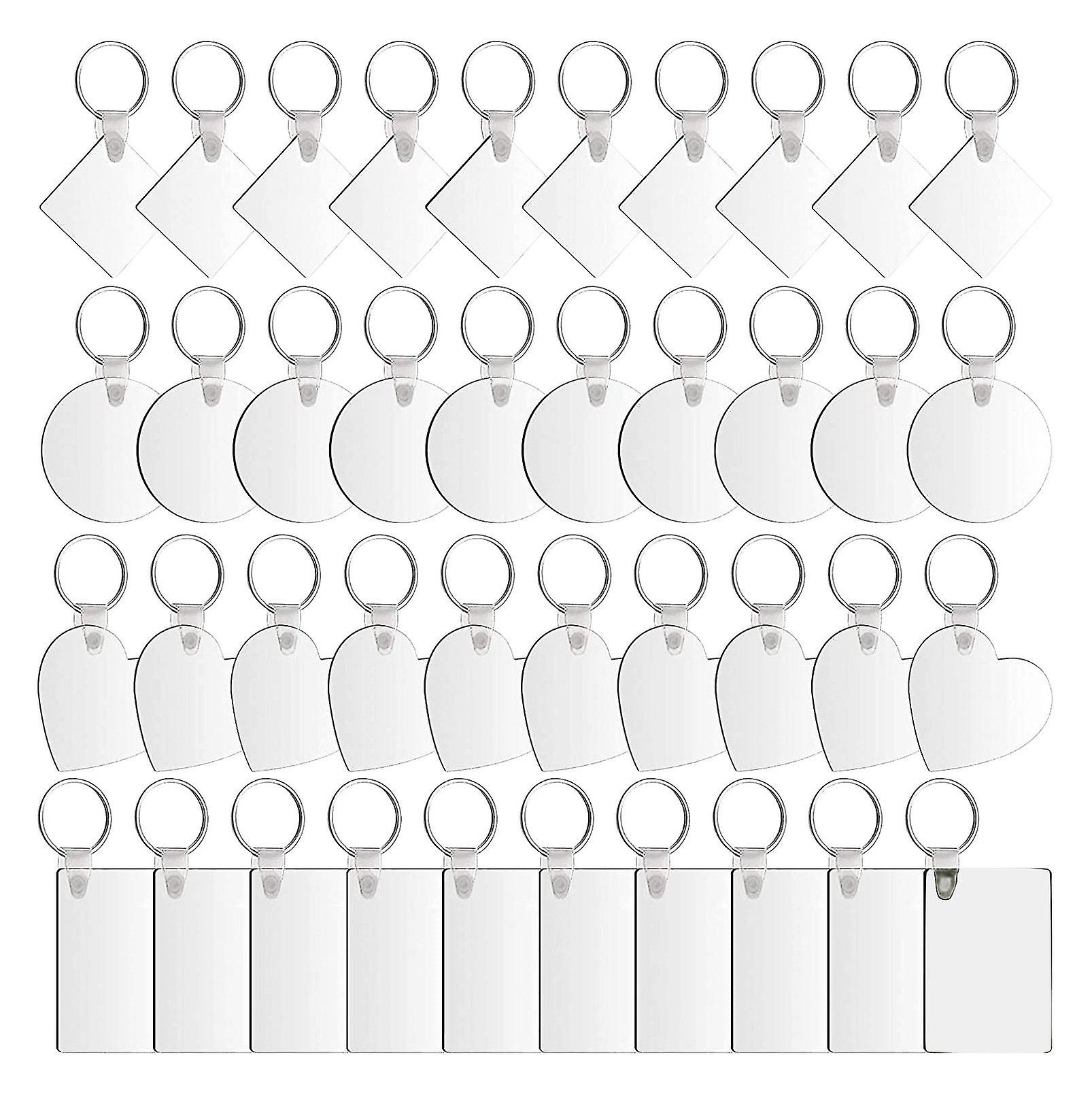 40 Pcs Diy Sublimation Keychains,heat Transfer Keychain With Key Ring