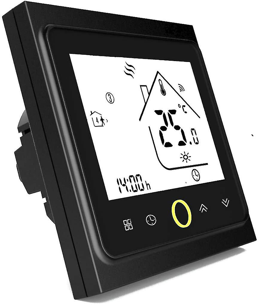 Wifi termostat for gass / vann kjele, smart termostat LCD-skjerm (tn display) bakgrunnsbelyst berøringsknapp programmerbar med Alexa etc og telefon app-svart