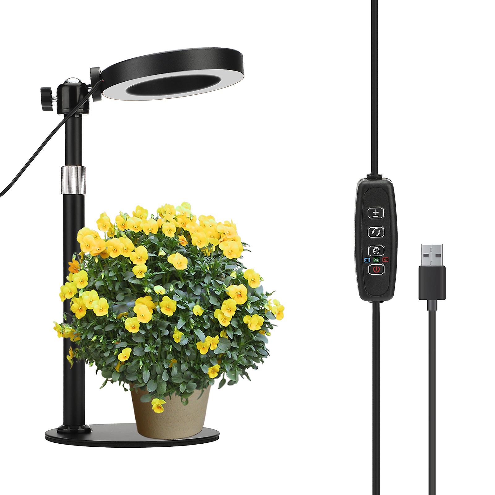 Portable Plant Growth Lamp Led Growing Light Full Spectrumautomatic Timer Usb Ring