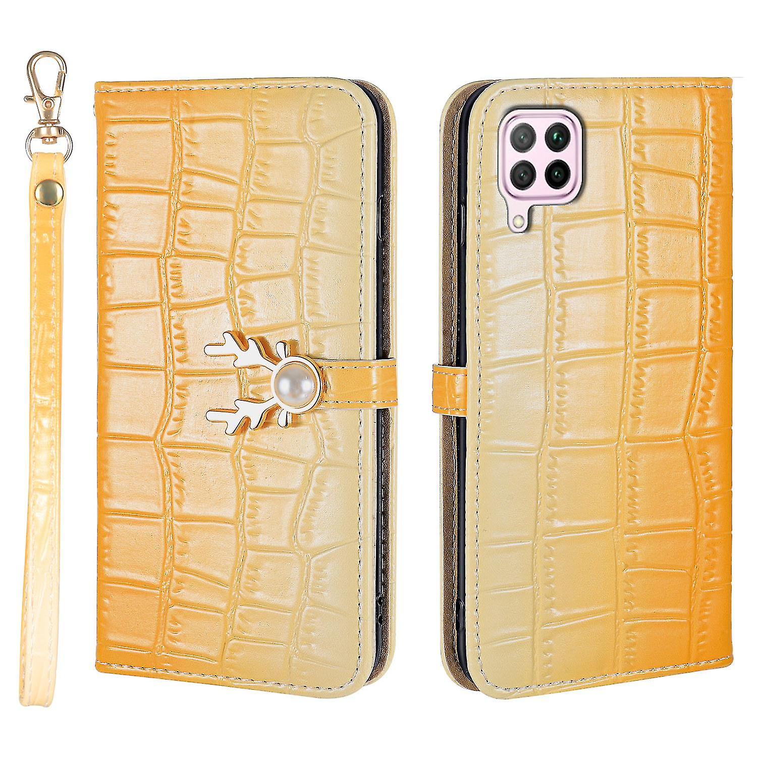 Elk Pattern Phone Case For Huawei P40 Lite With Card Holder, Lanyard, Pu Leather Material, Wallet Function, Corner Fall Protection