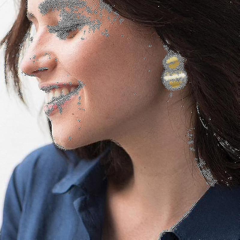 Doble círculo Disc Stud Pendientes Aretes Minimalista de Acero Inoxidable Pendientes de Declaración