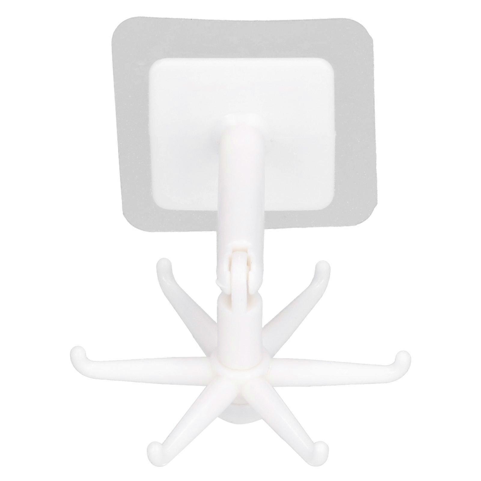 Punch-free Rotating Storage Hook, Unique Shape, Bathroom Wall Mount (White)
