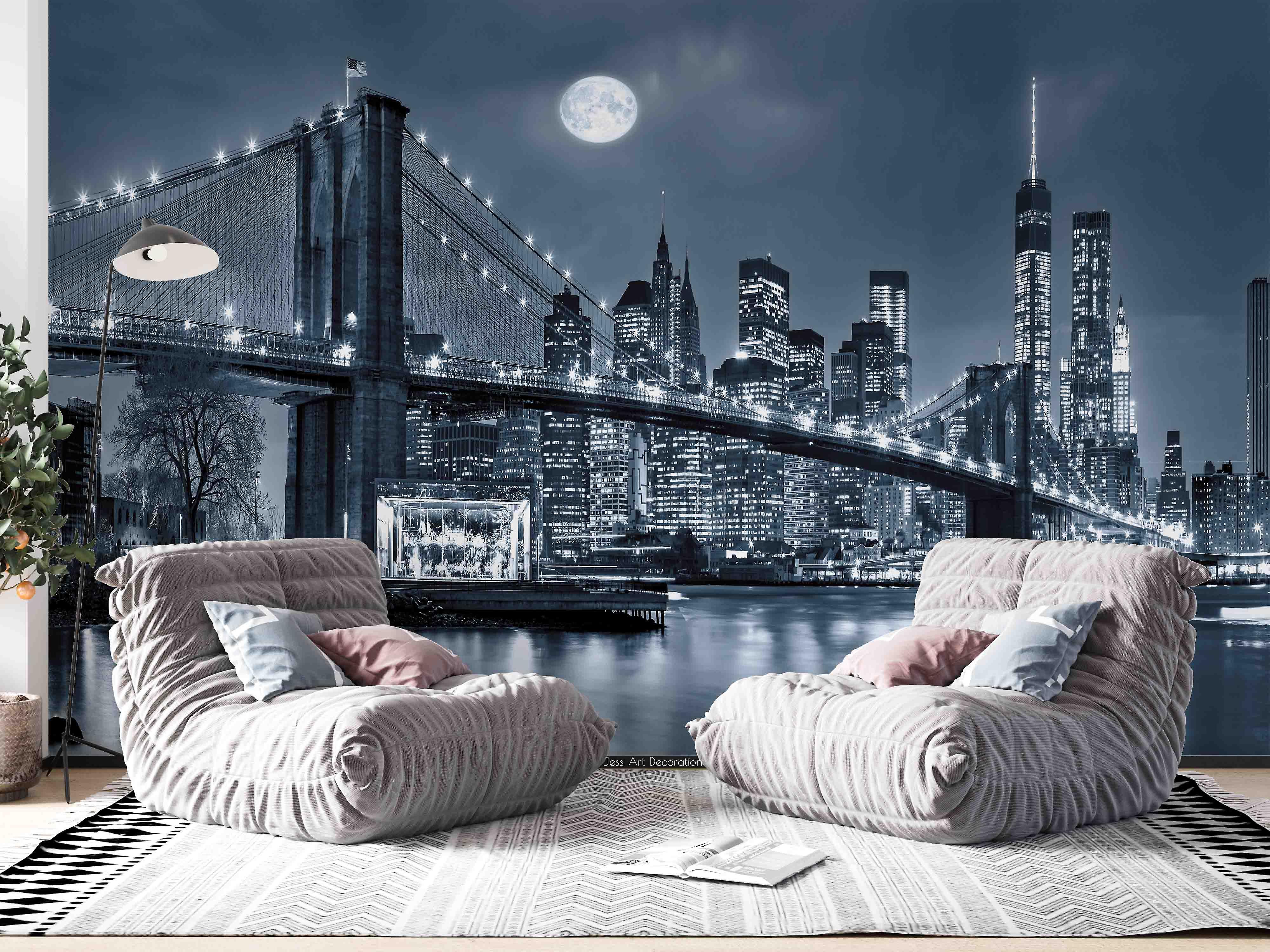 3D夜城桥墙壁纸Gd 2833