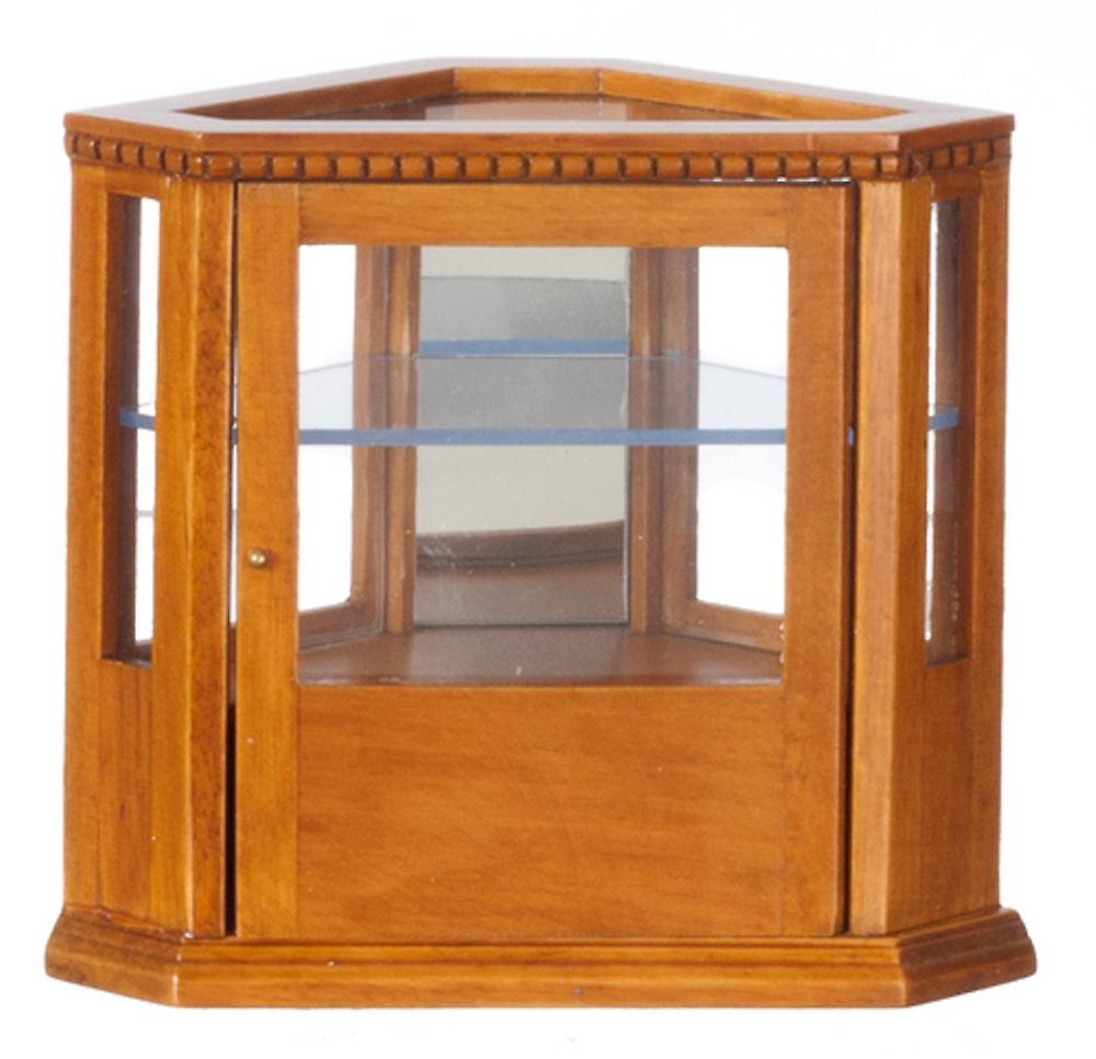 Dolls House Walnut Corner Display Counter Shop Fitting Miniature Store Furniture