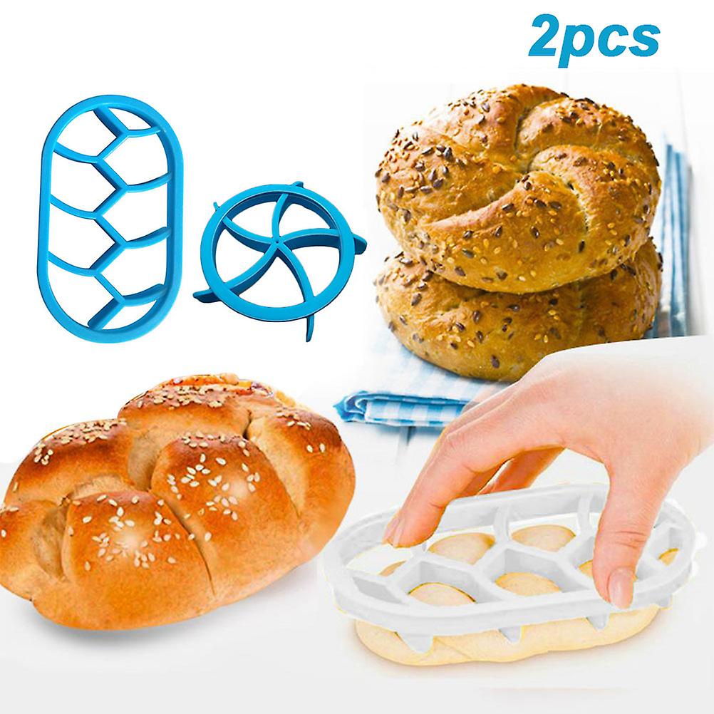DIY Bread Mould Set Round Oval Design 2PCS Blue Plastic Kitchen Baking Tool Non-Stick Durable Lightweight Easy Cleaning For Home Use Baking Efficienc
