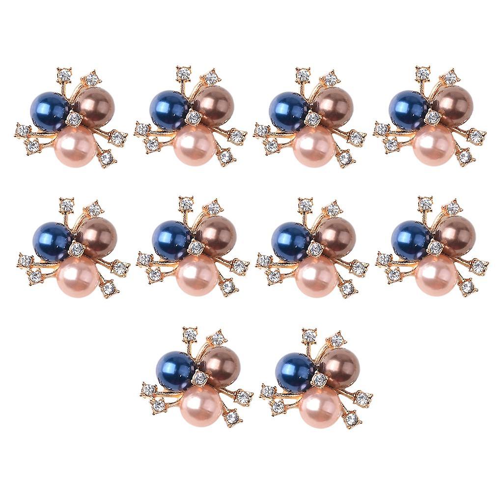 10x Flower Rhinestone Crystal Pearl Embellishment Flatback Button Multicolor
