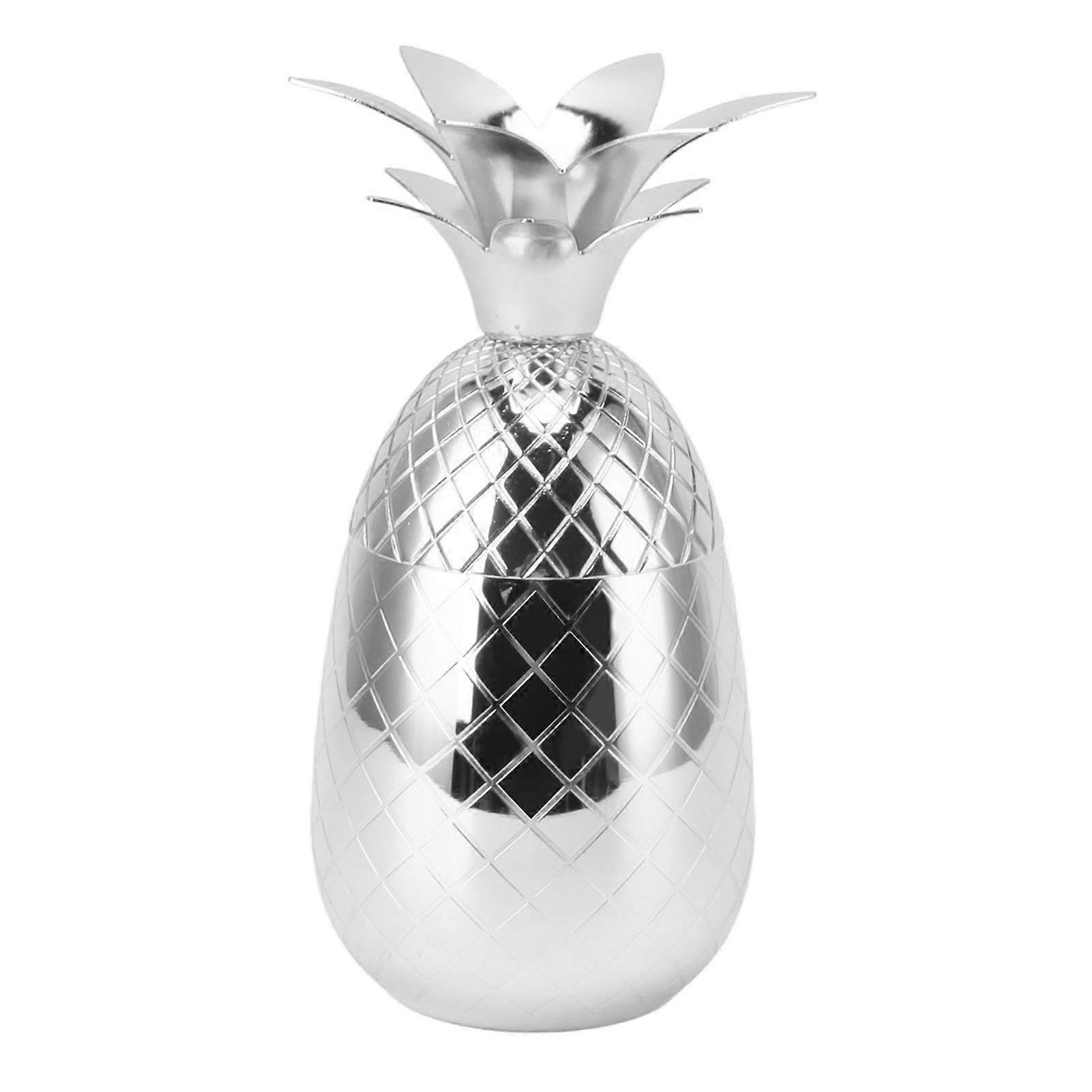 Elegant Stainless Steel Pineapple-Shaped Cocktail Shaker - Polished 500ml Smooth Surface for Exquisite Home Bar Mixing(Silver)